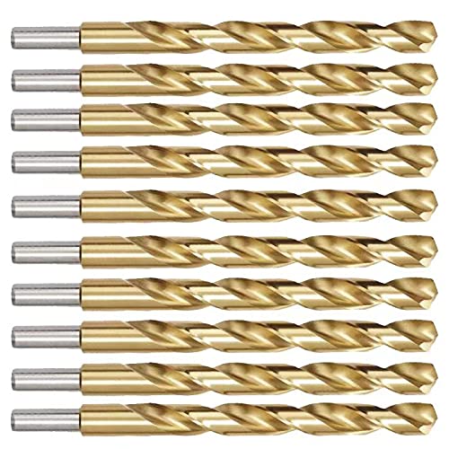 10PCS, 15/32", Titanium Coated Twist Drill Bits