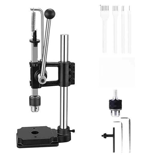 Leather Hole Puncher Industrial Hole Puncher Arbor Press Leathercraft Punching Tools for DIY Leather Craft Punching Holes withPP Plate竊?.5-13mm Clamping Chuck竊똅ree Accessorie