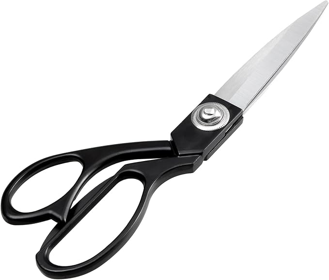 Black 8" Sharp Tailor Scissors - Stainless Steel Professional Heavy Duty Fabric and Leather Cutting Shears for Clothing, Dressmaking, Sewing, and Crafts