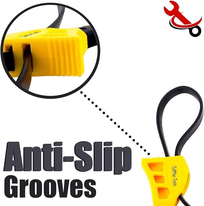 TuffMan Tools Strap Wrench Set, Adjustable Rubber Strap Oil Filter Removal Tool Fits 1?년???Filters for Automotive & Plumbing - Set of 2