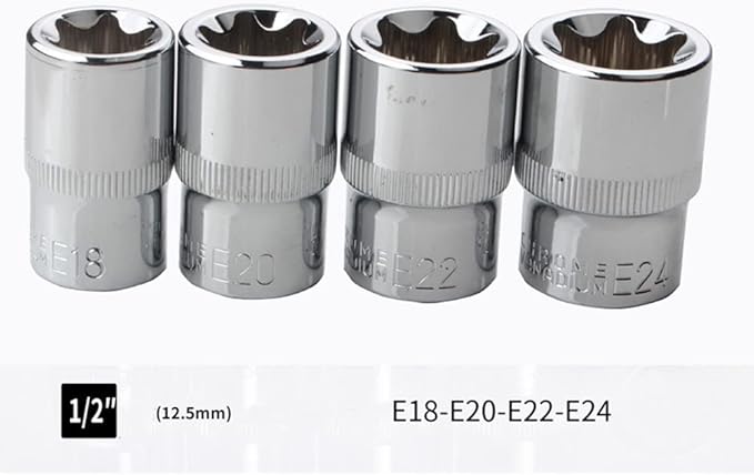 14Pcs E-Torx Star Socket Set with Case, 1/4, 3/8, 1/2 in. Drive Female External Star Socket Set E4-E24 Torque Socket Set