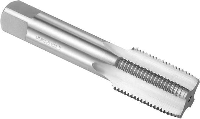uxcell Hand Plug Tap M38 x 3 H2 Metric Thread Plug Style Taps Straight Flute Screw Tapping Threading Tool High Speed Steel HSS6542