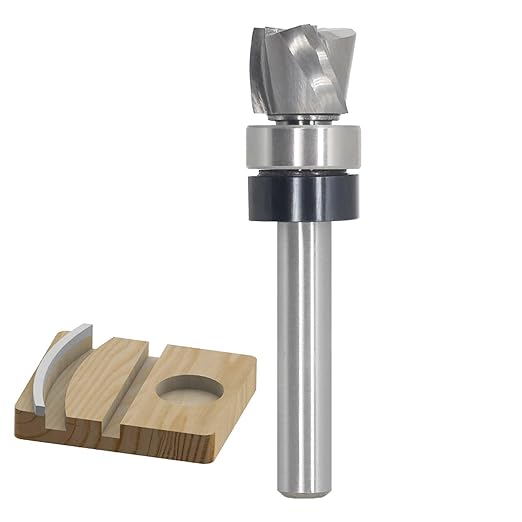 Flush Trim Router Bit 1/4 Shank, Down-Cut Carbide Head 3-Flute, 1/2" Diameter, 3/8" Cutting Length, Pattern Template Spiral Flush Trim Router Bit, for Grooves, Bottom Cleaning, Wood Trimming