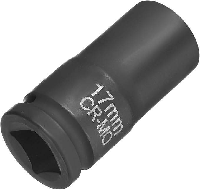 HARFINGTON 4 Point Square Socket 3/4" Drive 17mm Metric Square Impact Socket CR-MO Blackening Standard Wheel Sleeve Pneumatic Sleeve Tool for Auto Repair Mechanical Maintenance Home Use