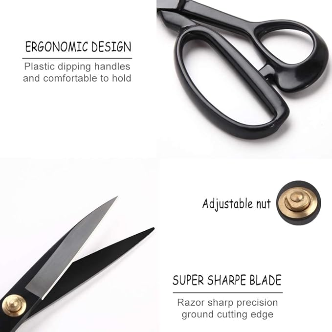 Professional Fabric Scissors, 9 inch Tailor Scissor Heavy Duty - Multi-Purpose Sewing Scissors for Leather Cutting Industrial Sharp Shears Home Office Arts Dressmakers