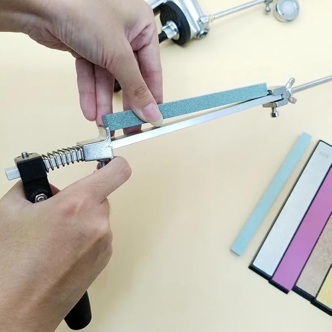 Knife Sharpener Professional Stainless Steel Kitchen Chef Knife Sharpener Home Knife Sharpening Kit Abrasive Holding System Tools with 10 whetstones (SET-A)