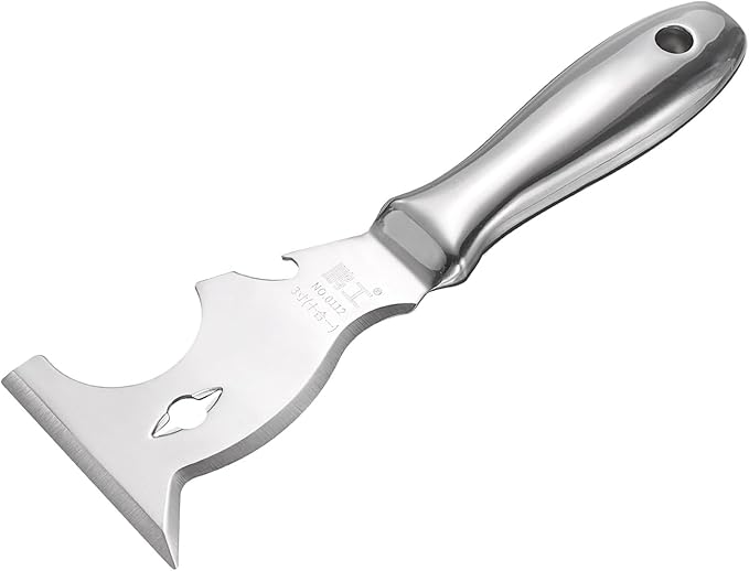 uxcell 10-In-1 Paint Scraper 3" Stainless Steel One Piece Multi-Use Putty Knife Painter Tool Drywall Repair Mud Knife for Removing Cement Wallpaper Mud Adhesive Taping with Hammer End