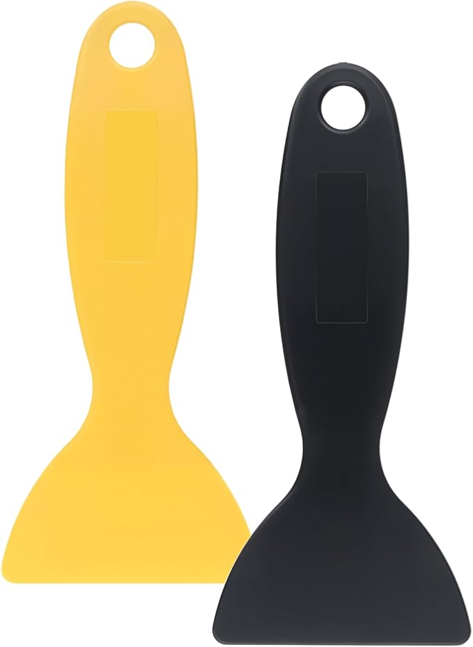 80 Pack 2 Inch Putty Knives, Plastic Putty Knife, Flexible Plastic Paint Scrapers, Black and Yellow Putty Knife Scraper for Spackling, Painting, Spreader, Spackle