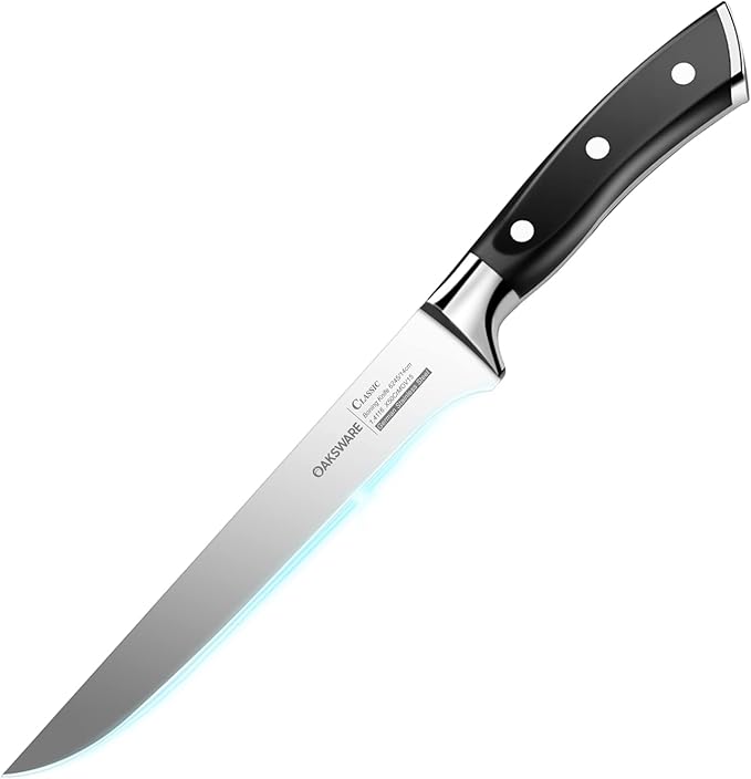 OAKSWARE Boning Knife 5.5-Inch, German Stainless Steel, Full-Tang, Fillet Knife, Kitchen Knife, Multipurpose Meat Knife for Boning, Filleting and Trimming, With Ergonomic ABS-Handle