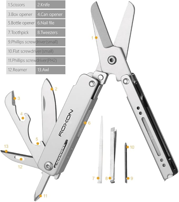 ROXON M3 13 in 1 Multi Tool EDC Knife And Scissors with Toothpick & Tweezers Practical Small and Exquisite Multitool