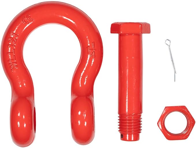 Mytee Products 1-1/4" Anchor Shackle Forged Carbon Steel w/Safety Screw Pin Load Limit 24,000 lbs, Double Rust Protection Heavy Duty D Ring Bolt Type Shackle for Towing, Rigging & Vehicle Recovery