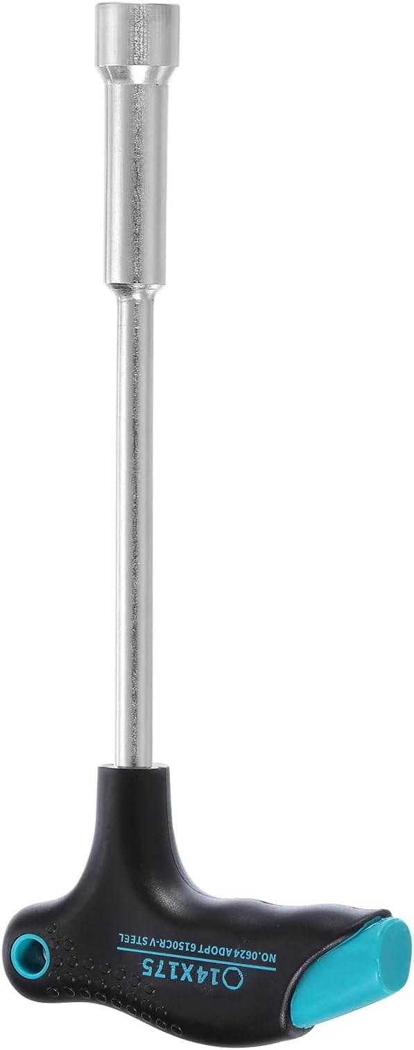 HARFINGTON T-Handle Metric Nut Driver 14mm Dia 175mm Shank 6 Point Hex Socket Screwdriver with Non-Slip Handle for Tightening and Loosening Fasteners