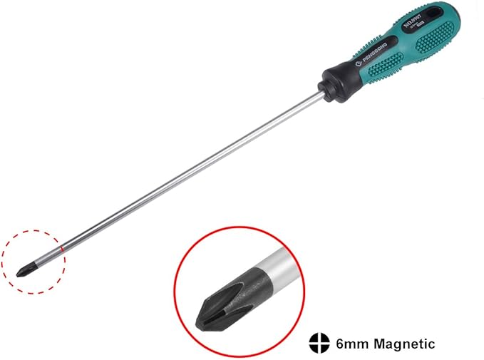 uxcell #2 Phillips Screwdriver 10 Inch Round Shaft Non Slip Comfortable Handle