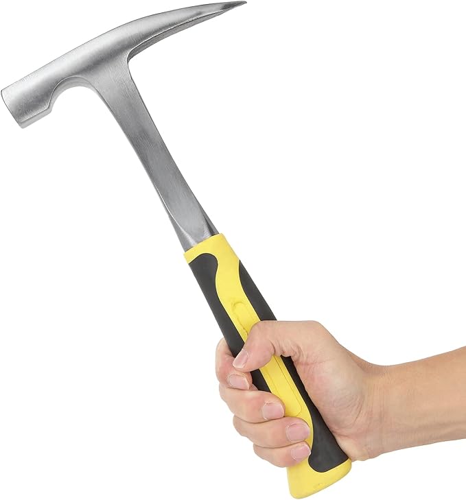 CertBuy 2 Pack Rock Pick Hammer With Non-Skid Handle, 12.8 Inch All Steel Geologist Hammer, Drop Forged Masonry Hammers, Geologist Hammers with Pointed Tip for Mining