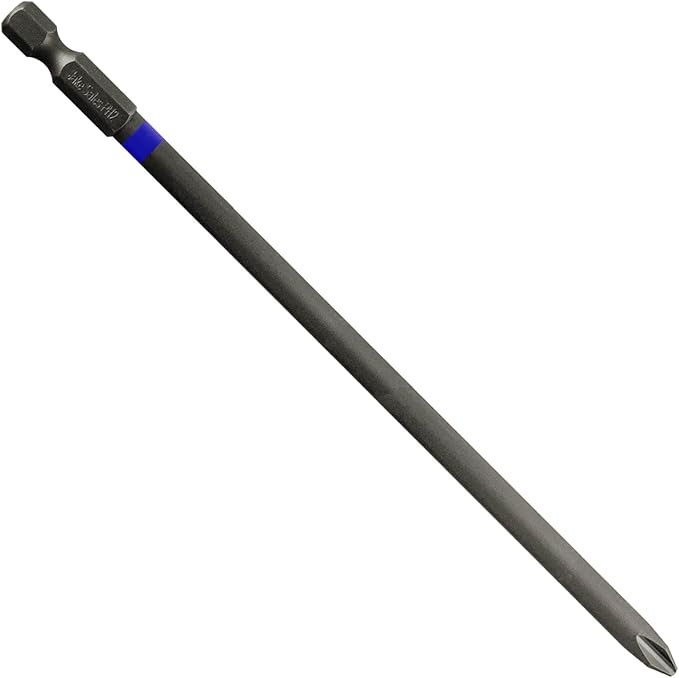 2 x 6" Galvanized Steel Phillips Driver Bit with 1/4" Quick-Change Shank - Precision Fit for #2 Phillips Screws, 5-Pack