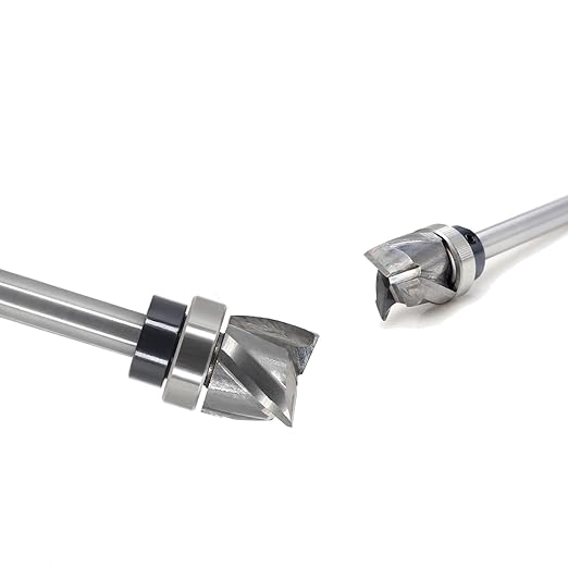 Spiral Flush Trim Router Bit 1/4 Shank, Up-Cut Carbide Head 3-Flute, 5/8" Diameter, 1/2" Cutting Length, Pattern Template Flush Trim Router Bit, for Grooves, Bottom Cleaning, Wood Trimming