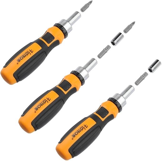 Hoteche 39Pcs Ratchet Screwdriver Set,DIY Ratchet Screwdriver Set, Multi Bit Magnetic Drive Set with Detachable Ratchet Handle, Portable Compact Repair Tool Kit for Furniture Computer Bicycle Gray