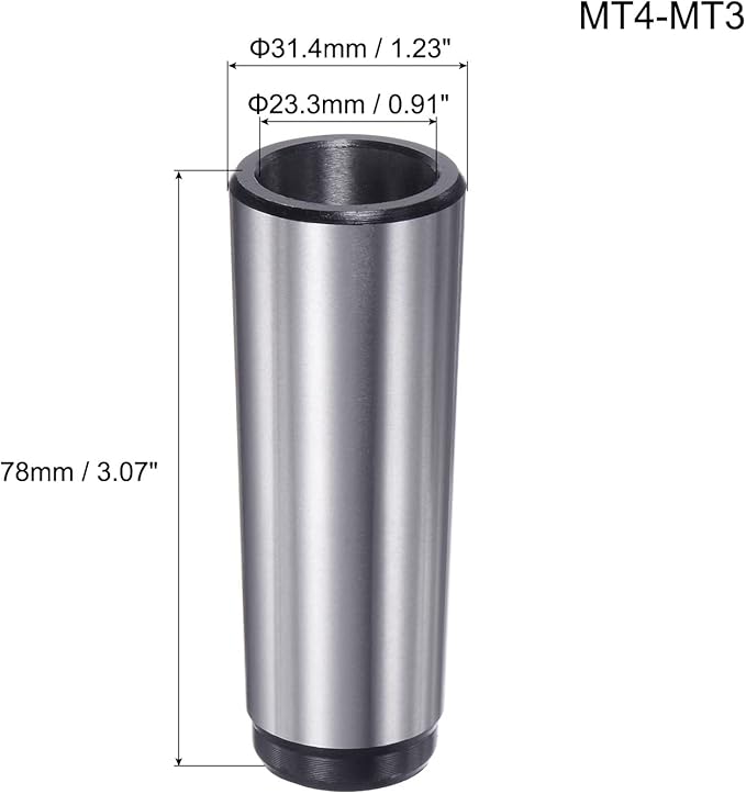 uxcell MT4 to MT3 Morse Taper Adapter Morse Taper Center Sleeve Reducing Drill Sleeve 4MT to 3MT for Lathe Milling