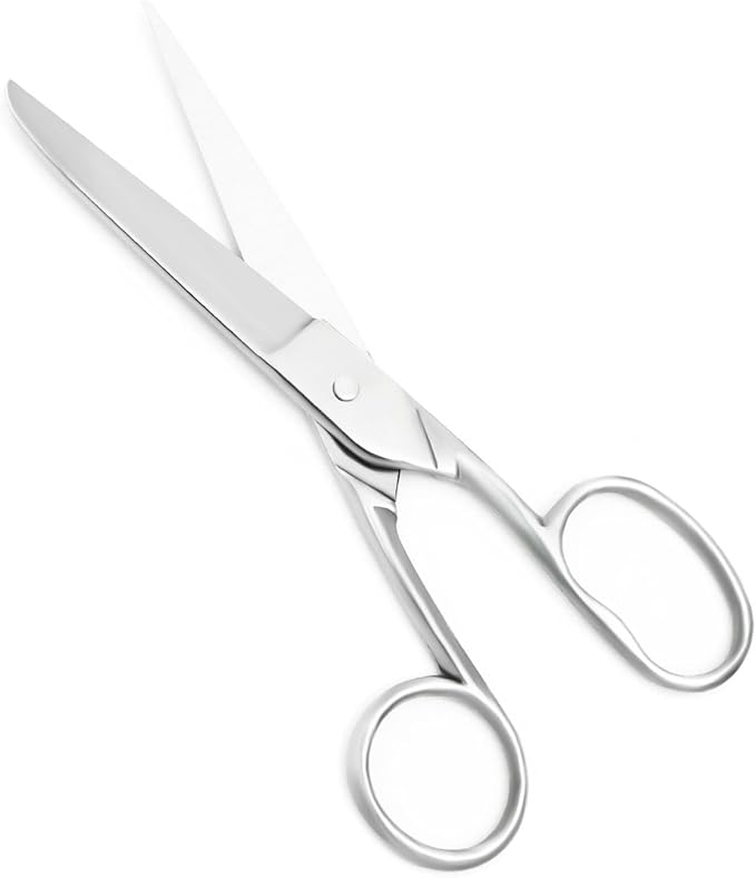Silver Office Scissors, Heavy Duty Sewing, Tailor Fabric Sewing Paper Cutting Shears Stainless Steel Cutter Leather Art Craft Office Scissors (6 Inch)