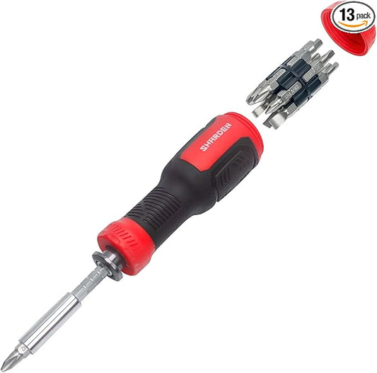 SHARDEN Multi Screwdriver 13-in-1 Screw Driver Adjustable Screwdriver Set Multitool All in One with Torx Security, Flat Head, Phillips, Hex, Square and 1/4 Nut Driver