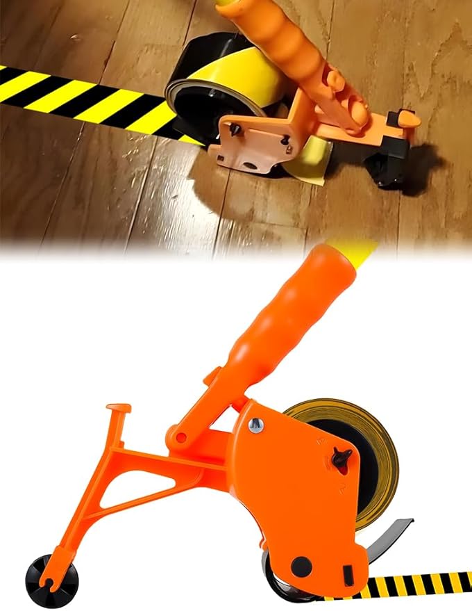 Heavy-Duty Floor Tape Applicator - Manual Push Tape Marking Tool for Driveway, Warehouse, Aisle & Sports Courts | Non-Slip Grip, Adjustable Pressure, Reusable Tape Roller (Includes 3 Refill Rolls)