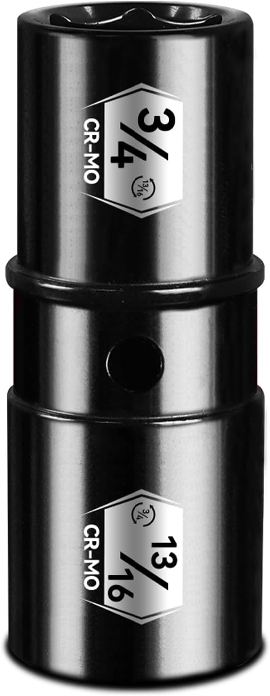 BLACKROBOT 1/2" Drive Impact Lug Nut Socket Set, 3/4" x 13/16" Impact Socket Set, CR-MO, 6-Point, Electroplated Surface for Auto Repair