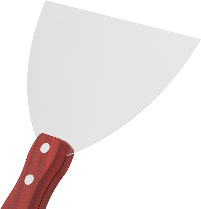 Putty Knife, 6 Inch Stainless Steel Scraper Tool, Wooden Handle Metal Spackle Knives for Drywall, Decals, Wall Paper, Floor Tile, Patching, Painting, Taping, Scraping Coating