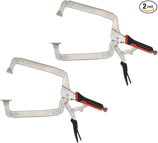 Monster & Master 18" C-clamp Locking Pliers with Swivel Pads, Heavy Duty C Clamp, Welding and Pocket Hole Joinery, 2-Piece