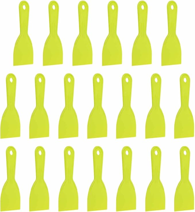 HARFINGTON 20pcs Putty Knife Scraper 3" Width Flexible Plastic Putty Knife Paint Scraper Tool for Taping Drywall Spreading Painting Wall Scratching Yellow