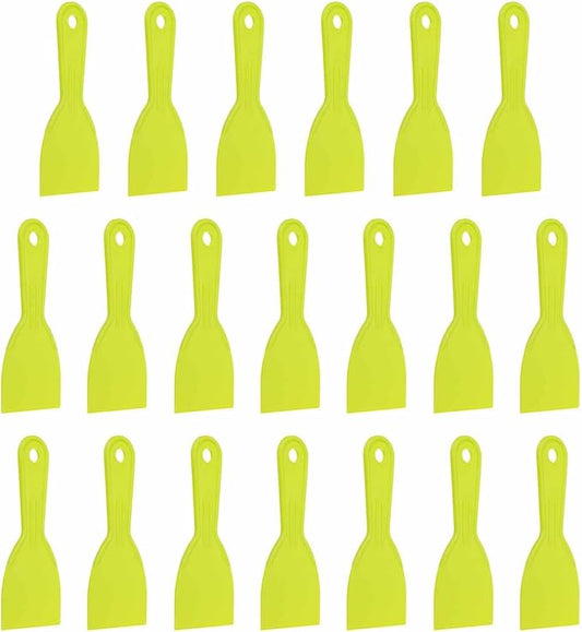 HARFINGTON 20pcs Putty Knife Scraper 3" Width Flexible Plastic Putty Knife Paint Scraper Tool for Taping Drywall Spreading Painting Wall Scratching Yellow