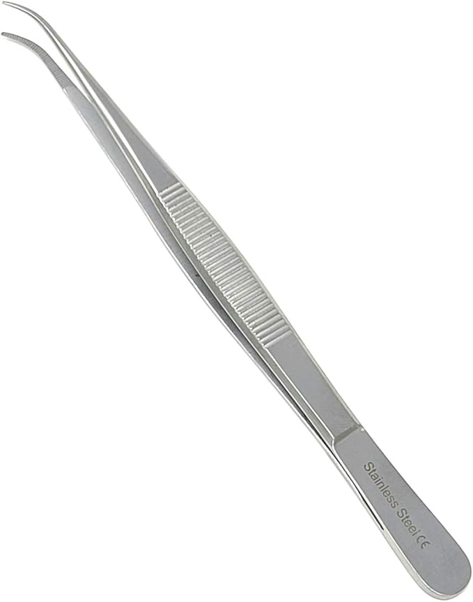 Lab Tweezers High Precision Forceps, 6" (15.2 cm), Fine Strong Curved Point tweezers, Stainless Steel
