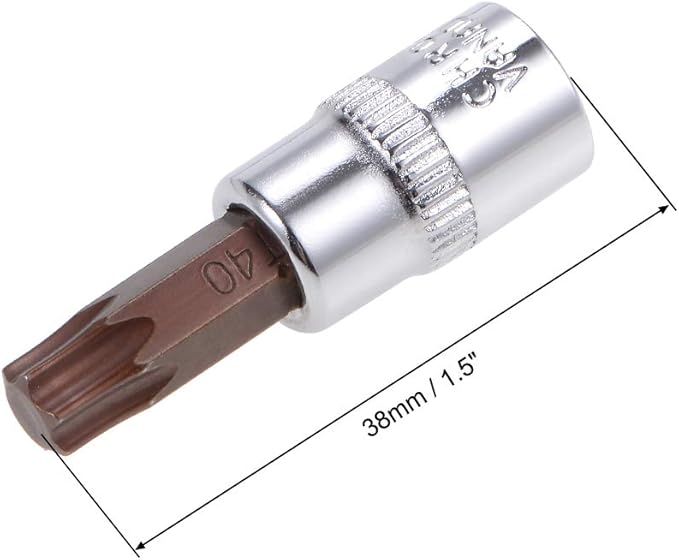 uxcell 3pcs 1/4" Drive x T40 Torx Bit Socket, S2 Steel Bits CR-V Sockets 38mm Length Use with Ratchet Wrench, Slide Bar, Extension Rod