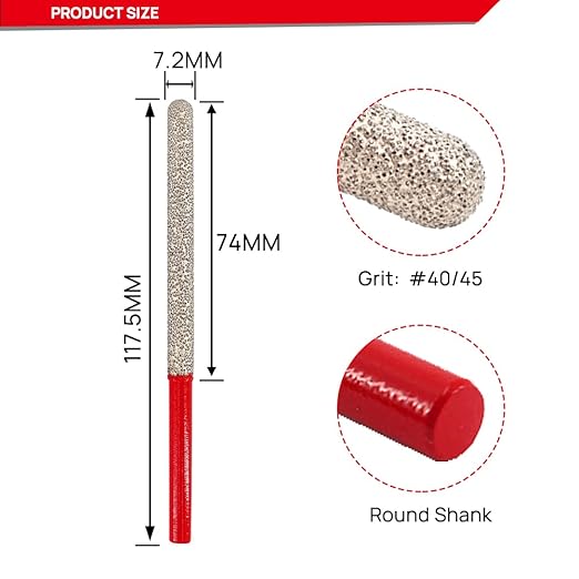 DT-DIATOOL Diamond Mortar Raking Bit for Brick Joints Stone Masonry Granite Diameter 7.2mm, Round Thread Router Bit 2pcs