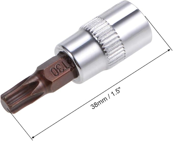 uxcell 3pcs 1/4" Drive x T30 Torx Bit Socket, S2 Steel Bits CR-V Sockets 38mm Length Use with Ratchet Wrench, Slide Bar, Extension Rod
