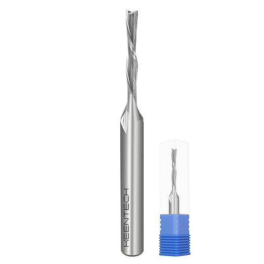 KEENTECH 6mm Shank Downcut 2 Flute Flat Tip Sprial Router Bit for CNC Router Machine, 3mm Cutting Diameter, 20mm Cutting Depth, for Wood Cutting, Custom Furniture, Slot Mortise, Engraving, Carving