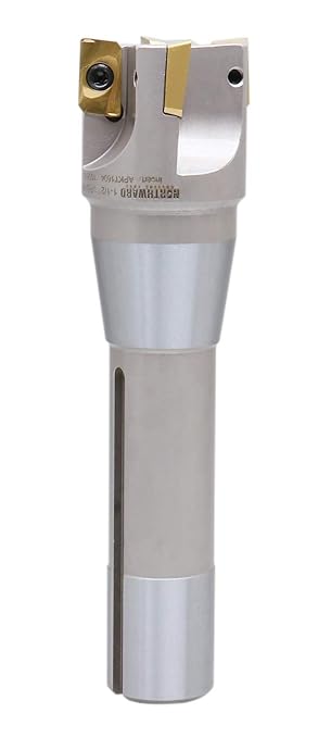 Accusize Industrial Tools 1-1/2'' Diameter by 6-1/8'' Oal 90 Degree R8 Shank Indexable End Mill with 4 Apkt1604 Carbide Inserts, 0028-6905