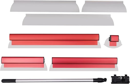Drywall Skimming Blade Set Plaster Smoothing Tools Stainless Steel Drywall Knife for Finishing and Smoothing Walls and Ceilings, 15.7, 23.6, 31.4cm Blades+35.4-63in Extension Handle