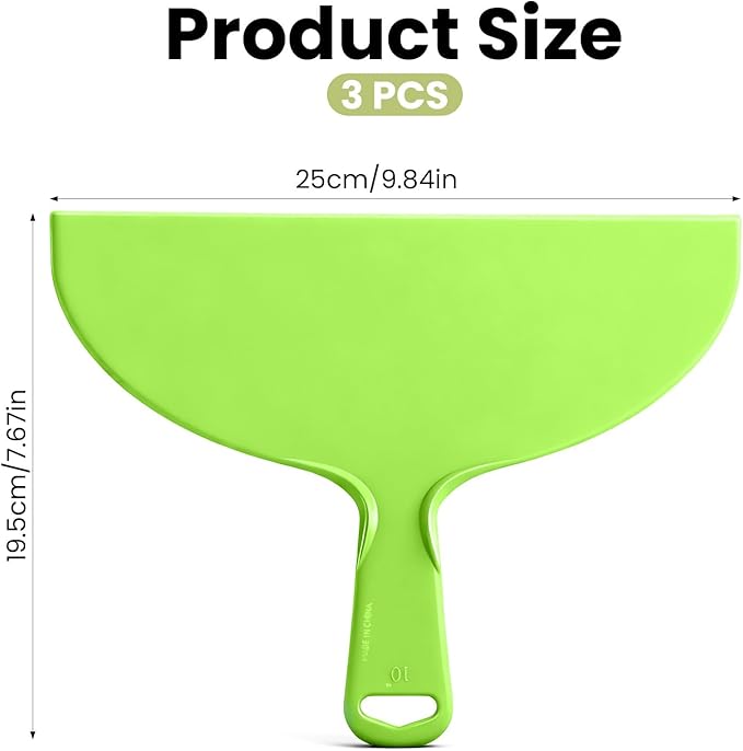 Plastic Putty Knife Scraper 10 Inch, Plastic Flexible Putty Knives, Flexible Disposable Spreader Knife for Drywall Taping and Wall Painting, Green 3PCS
