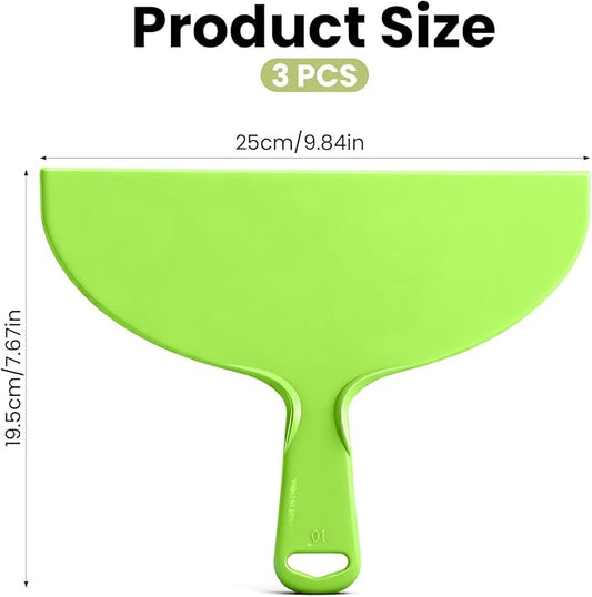 Plastic Putty Knife Scraper 10 Inch, Plastic Flexible Putty Knives, Flexible Disposable Spreader Knife for Drywall Taping and Wall Painting, Green 3PCS