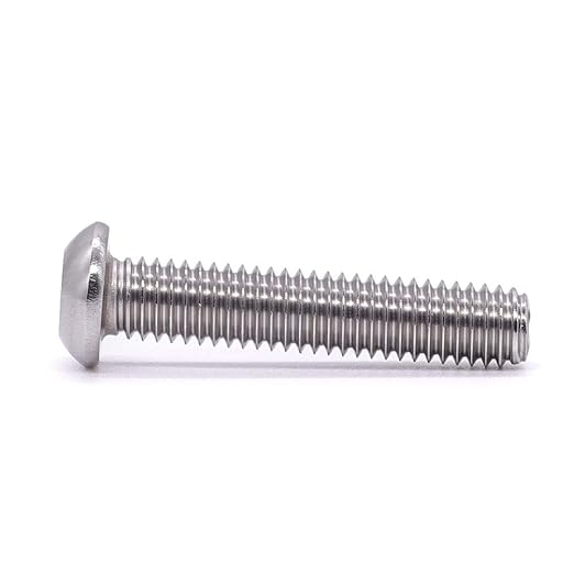 1/4-20 x 1-1/4" Button Head Socket Cap Bolts Screws, 304 Stainless Steel 18-8, Allen Hex Drive, Bright Finish, Fully Machine Thread, Pack of 100