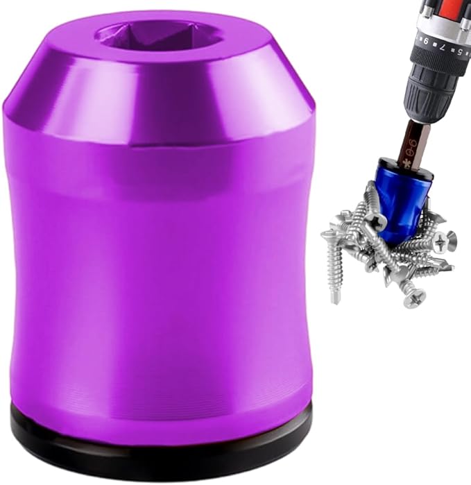 Screwdriver Head Magnetic Ring Set, Zinc Alloy Magnetizer with Hexagonal Design, Strong Magnetic Screw Holder for Furniture Assembly, Vehicle Repair, Handcrafting Projects (Purple)