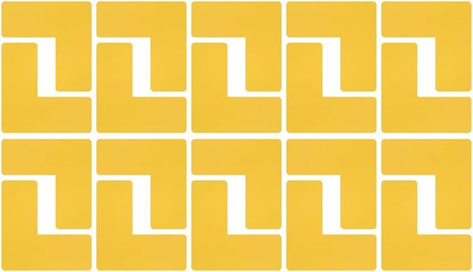 Beiyier 100 Pack 5s Location Marking Corner, 2x2x0.8 Inch Durable L Shaped Workplace Graphical Floor Organization Marker for Office Desk Table Top, Warehouse Floor (Yellow)