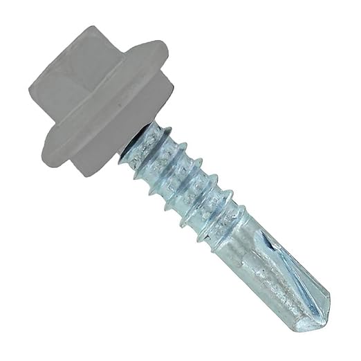Fasteners Plus ST Fastening Maxx SteelBinder Metal to Metal #12 X 1 Ash Gray Screws with EPDM Rubber Washer, 250-Count - Designed for Roofing and Siding Panels