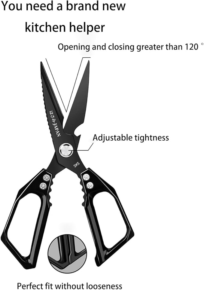 Multi-Purpose Rust Proof Kitchen Shears,Meat Scissors,Dishwasher Safe,Can be Used to Cut Vegetables, Chicken, Steak,Scrape Fish Scales, and Open Bottle Caps, etc(Silvery)
