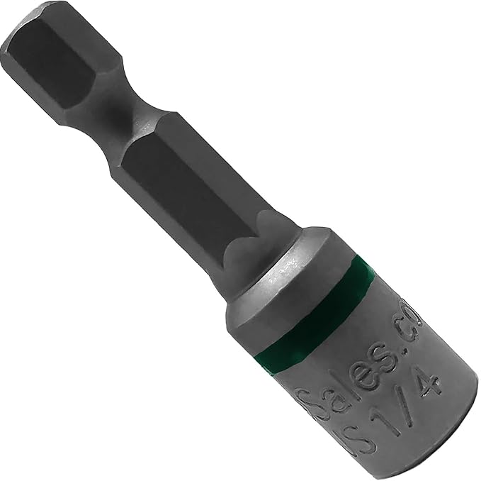 1/4-Inch Magnetic Hex Head Driver Bit w/Quick Change Shank - Used for Installing Screws, Nuts, Bolts, etc. - Commonly Used for Metal Roofing Screws - (EACH)