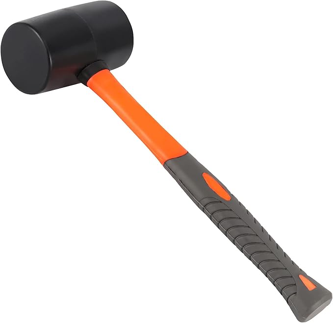 ZOENHOU 2 PCS 32 Oz Black Rubber Mallet Hammer, Solid Rubber Mallet Head with Non Slip Handle, Rubber Hammer for All Projects