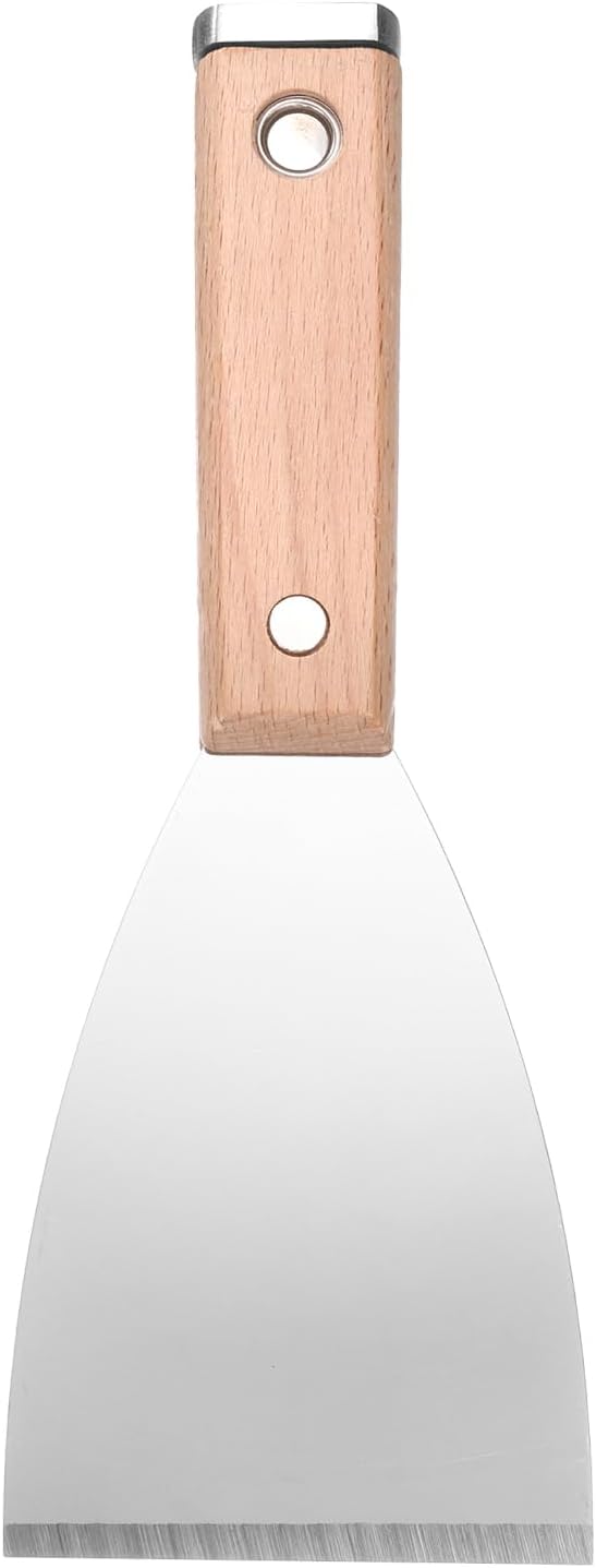 uxcell Putty Knife 3" Stainless Steel Paint Scraper Flexible Drywall Repair Mud Knife Wood Shank for Removing Cement Wallpaper Mud Adhesive Taping with Metal Hammer End