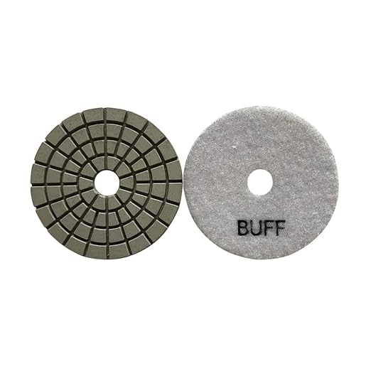 4" Wet Stone Polishing Pads Set (2x50, 2x100, 2x200, 400, 800, 1500, 3000 Grit, Buffer) - White Resin for Granite, Marble, Quartz, Engineered Stone