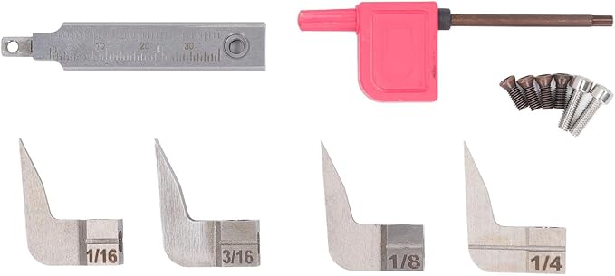 4 Pcs Carbide Router Plane Blades Set 1/16 1/8 3/16 1/4 Inch for Woodworking Hand Planer, Sturdy and Cutting Replacement Blades with Storage Box