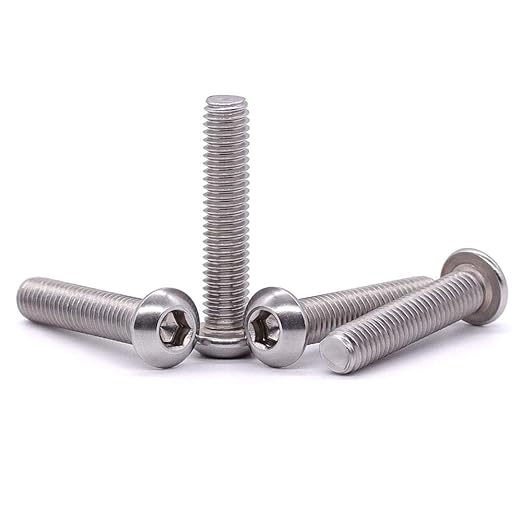1/4-20 x 1-1/4" Button Head Socket Cap Bolts Screws, 304 Stainless Steel 18-8, Allen Hex Drive, Bright Finish, Fully Machine Thread, Pack of 25